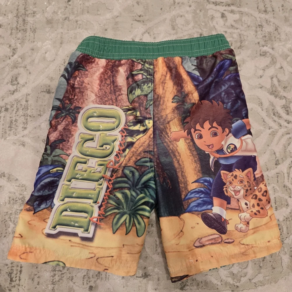 RARE Vintage Y2K early 2000s Nickelodeon Go, Diego, Go swim trunks shorts
